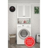 Kenz Life Kenzlife Membran Çamaşır Makinesi Dolabı Veronika Byzbyz Panjur 180*066*20 Mebran Kapak Mdf Gövde Çift Kapaklı Arkalıksız - Beyaz