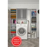 Kenz Life Kenzlife Membran Çamaşır Makinesi Dolabı Veronikamega Gribyz Panjur 180*156*20 Mebran Kapak Mdf Gövde Arkalıksız Raflı - GRİBYZ