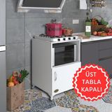 Kenz Life Kenzlife Modern Ocak Dolabı Suntalam Malzeme 85x60x56 cm Beyaz Renk 1 Raflı Tasarım