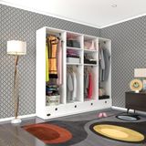 Kenz Life Kenzlife Modern Tasarımlı 4 Bölmeli Giysi Dolabı 4 Çekmeceli Beyaz Kapaksız Suntalam Malzeme