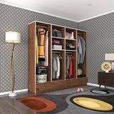 Kenzlife 4 Bölmeli 4 Çekmeceli Kamil 182x200x42 Ceviz Dolap Kapaksız Ceviz Giysi Dolabı