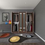 Kenzlife Anemon 6 Kapaklı Kapılı Ceviz 180x180x42 CM Aynalı Gardrop