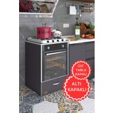 Kenzlife Ankastre Fırın Modülü Kabini Flor Mat Gri Renk 85(Y)*60(G)*57(D) Kapaklı Ocak Dolabı Üstü Kapalı