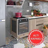Kenzlife ankastre modülü kabini altın3 crd fırın ocak dolabı kapaklı ayaklı - renk - Ceviz - Beyaz