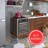 Kenzlife ankastre modülü kabini altın3 cvz fırın ocak dolabı kapaklı ayaklı - renk - Ceviz