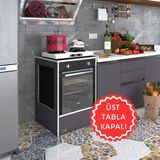 Kenzlife ankastre modülü kabini kalsiyum3 gri fırın ocak dolabı sabit tabla - 22 - Beyaz