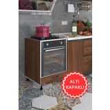 Kenzlife Ankastre Modülü Kabini Malik Ejder Mat Ceviz Renk 85*60*57 Fırın Ocak Dolabı Altıkapaklı Ayarlı Ayak