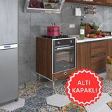 Kenzlife ankastre modülü kabini nobelyum cvz fırın ocak dolabı özel boy ayarlı ayaklı kapaklı - Ceviz