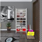 Kenzlife Ayakkabılık Ayakkabı Dolabı Kilitli Be Real Byz 160*70*32 Kapaklı Arkalıklı Ofis Dolabı İki Bölme + Tekli Duvar Rafı Hediyeli