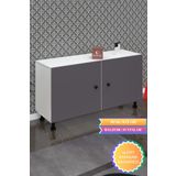 Kenzlife Ayakkabılık Merkub3 Gribyz 53*100*32 Kapaklı 3 Raflı 15 Çift Ayakkabı Kapasitesi