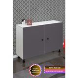 Kenzlife Ayakkabılık Yemeni4 Gribyz 68*120*32 Kapaklı 4 Raflı 24 Çift Ayakkabı Kapasitesi
