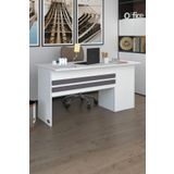 Kenzlife Beyaz Sol 75x130x60 cm Raflı Ofis Bilgisayar Masası
