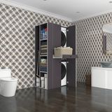 Kenzlife Çamaşır-Kurutma Makinesi Dolabı Ahi Evran Sol Gri 187*090*60 Çekmeceli Banyo - Beyaz