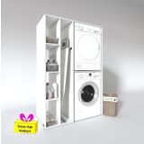 Kenzlife Çamaşır-Kurutma Makinesi Dolabı Alyusha Sol Byz 180*120*60 Banyo Arkalıksız + Tekli Duvar Rafı Hediyeli