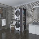 Kenzlife Çamaşır-Kurutma Makinesi Dolabı Bacce Sağ Gri 187*090*60 Çekmeceli Banyo - Beyaz