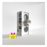 Kenzlife çamaşır-kurutma makinesi dolabı bacce sol byz 187*090*60 çekmeceli + tekli duvar rafı hediye