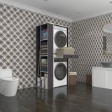 Kenzlife Çamaşır-Kurutma Makinesi Dolabı Bacce Sol Gri 187*090*60 Çekmeceli Banyo - Beyaz