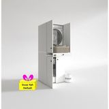 Kenzlife Çamaşır-Kurutma Makinesi Dolabı El Kindi Byz 187*070*60 Çekmeceli Kapaklı + Tekli Duvar Rafı Hediye - Beyaz