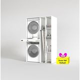 Kenzlife Çamaşır-Kurutma Makinesi Dolabı Gutas Sağ Byz 187*120*60 Çekmeceli + Tekli Duvar Rafı Hediye - Beyaz
