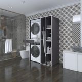 Kenzlife Çamaşır-Kurutma Makinesi Dolabı Gutas Sağ Gri 187*120*60 Çekmeceli Banyo - Beyaz