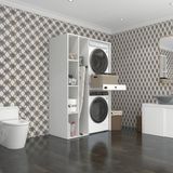 Kenzlife Çamaşır-Kurutma Makinesi Dolabı Gutas Sol Byz 187*120*60 Çekmeceli Banyo - Beyaz