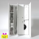 Kenzlife çamaşır-kurutma makinesi dolabı kapaklı yaromira sol byz 180*120*60 banyo arkalıksız + tekli duvar rafı hediyel
