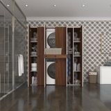 Kenzlife Çamaşır-Kurutma Makinesi Dolabı Nazzam Cvz 187*170*60 Çekmeceli Raflı Banyo - Beyaz