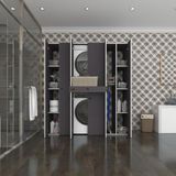 Kenzlife Çamaşır-Kurutma Makinesi Dolabı Nazzam Gri 187*170*60 Çekmeceli Raflı Banyo - Beyaz