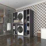 Kenzlife Çamaşır-Kurutma Makinesi Dolabı Sadra Gri 187*170*60 Çekmeceli Raflı Banyo - Beyaz