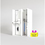 Kenzlife Çamaşır-Kurutma Makinesi Dolabı Şahrur Sağ Byz 187*120*60 Çekmeceli + Tekli Duvar Rafı Hediye - Beyaz