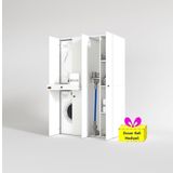Kenzlife çamaşır-kurutma makinesi dolabı şahrur sağ byz 187*120*60 çekmeceli + tekli duvar rafı hediye