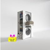 Kenzlife çamaşır-kurutma makinesi dolabı umare byz 187*110*60 çekmeceli raflı + tekli duvar rafı hediye