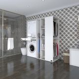 Kenzlife Çamaşır-Kurutma Makinesi Dolabı ve Giysi Dolabı Çekmeceli Attar Sağ Byz 187*160*60 Banyo - Beyaz