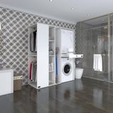 Kenzlife Çamaşır-Kurutma Makinesi Dolabı ve Giysi Dolabı Çekmeceli Attar Sol Byz 187*160*60 Banyo - Beyaz