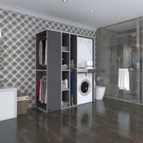 Kenzlife Çamaşır-Kurutma Makinesi Dolabı ve Giysi Dolabı Çekmeceli Attar Sol Gri 187*160*60 Banyo - Beyaz