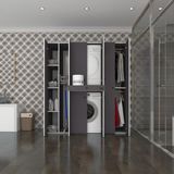 Kenzlife çamaşır-kurutma makinesi dolabı ve giysi dolabı çekmeceli ebuzer sol raf gri 187*160*60 banyo - Beyaz