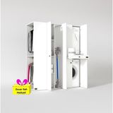 Kenzlife Çamaşır-Kurutma Makinesi Dolabı ve Giysi Dolabı Çekmeceli Eşari Sol Byz 187*160*60 + Tekli Duvar Rafı Hediye - Beyaz