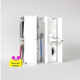 Kenzlife çamaşır-kurutma makinesi dolabı ve giysi dolabı çekmeceli eşari sol byz 187*160*60 + tekli duvar rafı hediye