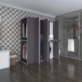 Kenzlife Çamaşır-Kurutma Makinesi Dolabı ve Giysi Dolabı Çekmeceli Eşari Sol Gri 187*160*60 Banyo - Beyaz