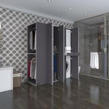 Kenzlife Camasir-Kurutma Makinesi Dolabi Ve Giysi Dolabi Cekmeceli Esari Sol Gri 187*160*60 Banyo