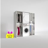 Kenzlife çamaşır-kurutma makinesi dolabı ve giysi dolabı çekmeceli hattab sağ raf byz 187*160*60 + tekli duvar rafı hed