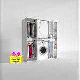 Kenzlife Çamaşır-Kurutma Makinesi Dolabı ve Giysi Dolabı Çekmeceli Hattab Sağ Raf Byz 187*160*60 + Tekli Duvar Rafı Hediye - Beyaz