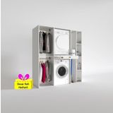 Kenzlife çamaşır-kurutma makinesi dolabı ve giysi dolabı çekmeceli hattab sağ raf byz 187*160*60 + tekli duvar rafı hediye