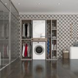 Kenzlife Çamaşır-Kurutma Makinesi Dolabı ve Giysi Dolabı Çekmeceli Hattab Sağ Raf Crd 187*160*60 Banyo - Beyaz