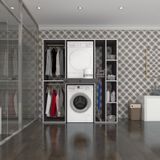 Kenzlife Camasir-Kurutma Makinesi Dolabi Ve Giysi Dolabi Cekmeceli Hattab Sag Raf Gri 187*160*60 Banyo
