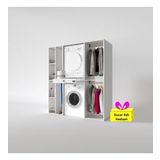 Kenzlife çamaşır-kurutma makinesi dolabı ve giysi dolabı çekmeceli hattab sol raf byz 187*160*60 + tekli duvar rafı hediye