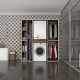 Kenzlife Çamaşır-Kurutma Makinesi Dolabı ve Giysi Dolabı Çekmeceli Hattab Sol Raf Cvz 187*160*60 Banyo - Beyaz