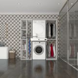 Kenzlife çamaşır-kurutma makinesi dolabı ve giysi dolabı çekmeceli hattabmdf sol raf byz 187*160*60 % 100 FULL MDF - Beyaz