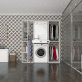 Kenzlife çamaşır-kurutma makinesi dolabı ve giysi dolabı çekmeceli hattabmdf sol raf byz 187*160*60 % 100 FULL MDF