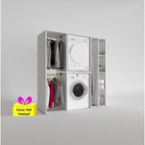 Kenzlife Çamaşır-Kurutma Makinesi Dolabı ve Giysi Dolabı Cevheri Sağ Byz 180*170*60 + Tekli Duvar Rafı Hediye - Beyaz